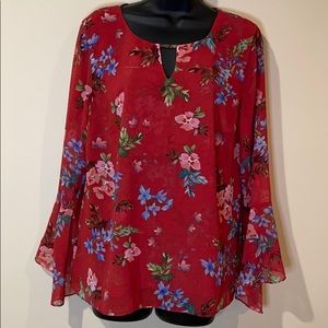 Cabi flounce sleeve Devoted Blouse